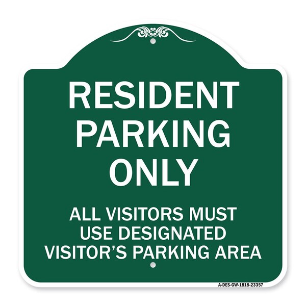Parking Resident Parking Only All Visitors Must Use Designated Visitors Parking Area, GW-1818-23357